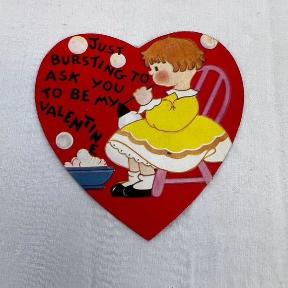 Other - Vtg 1930s 1936 Valentine's Day Holiday Bubble Girl Card